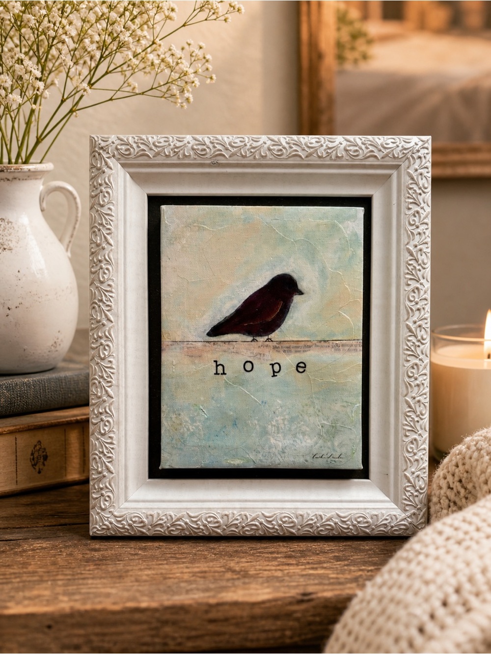 Original Bird Wall Art - Bird on canvas  hand crafted Media13” x 11”